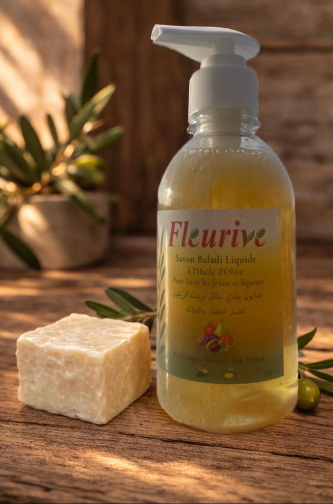 Natural Traditional Liquid Soap for Fruits & Vegetables – Hands & Body – 300ml | Fleurive