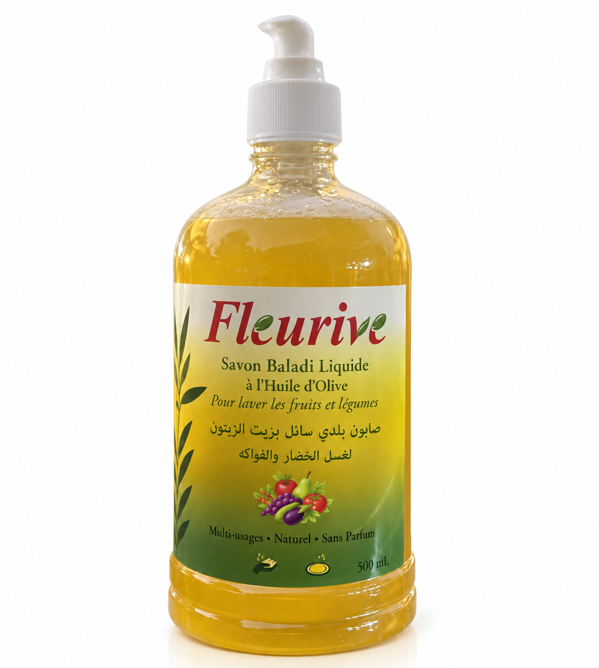 Natural Baladi Liquid Soap for Fruits & Vegetables, Hands & Body - 500 ml | Fleurive