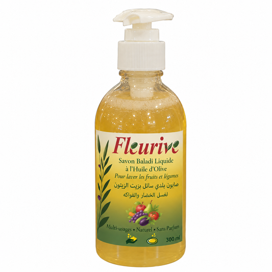 Natural Traditional Liquid Soap for Fruits & Vegetables – Hands & Body – 300ml | Fleurive